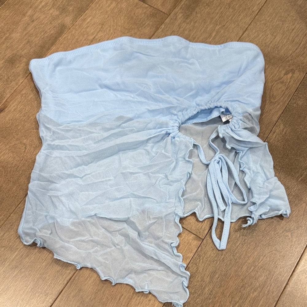 Light Blue Strapless Top